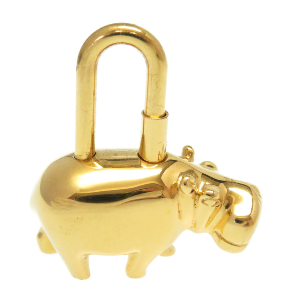 HERMES key ring metal gold ANNEE DES FLEUVES Hippopotamus Bag Charm Women
