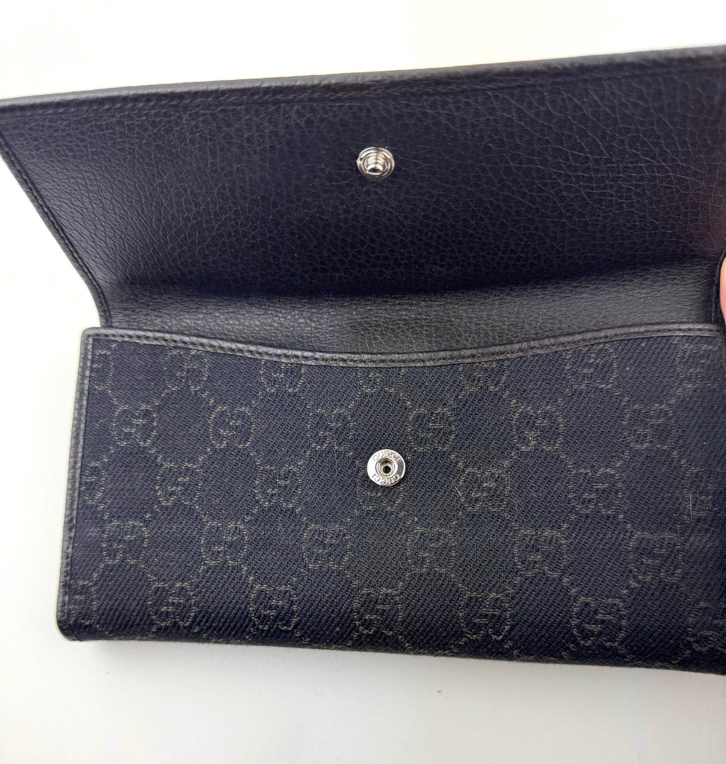 Gucci Dark brown GG Canvas And Leather Interlocking G Continental Wallet