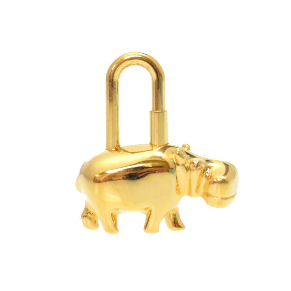 HERMES key ring metal gold Hippopotamus ANNEE DES FLEUVES Hippopotamus Bag Charm Women