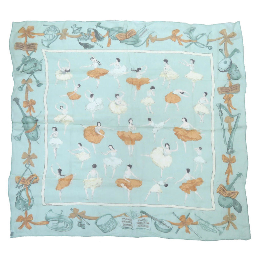 HERMES scarf silk Green Carre90 LA DANCE Women