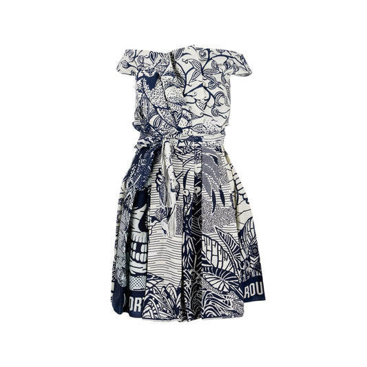 Size 34 Dress Fantaisie Cotton Navy/White