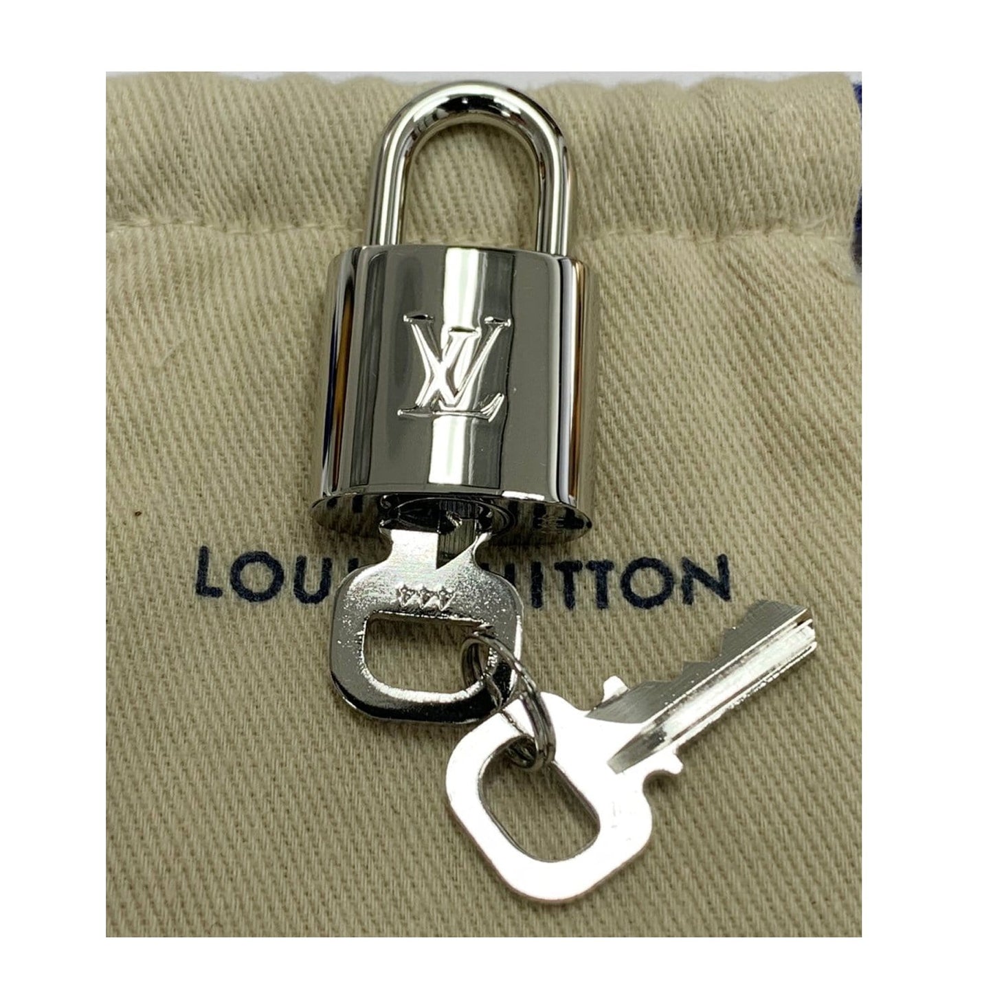LOUIS VUITTON Padlock and 2 Keys Silver Bag Charm Number 444