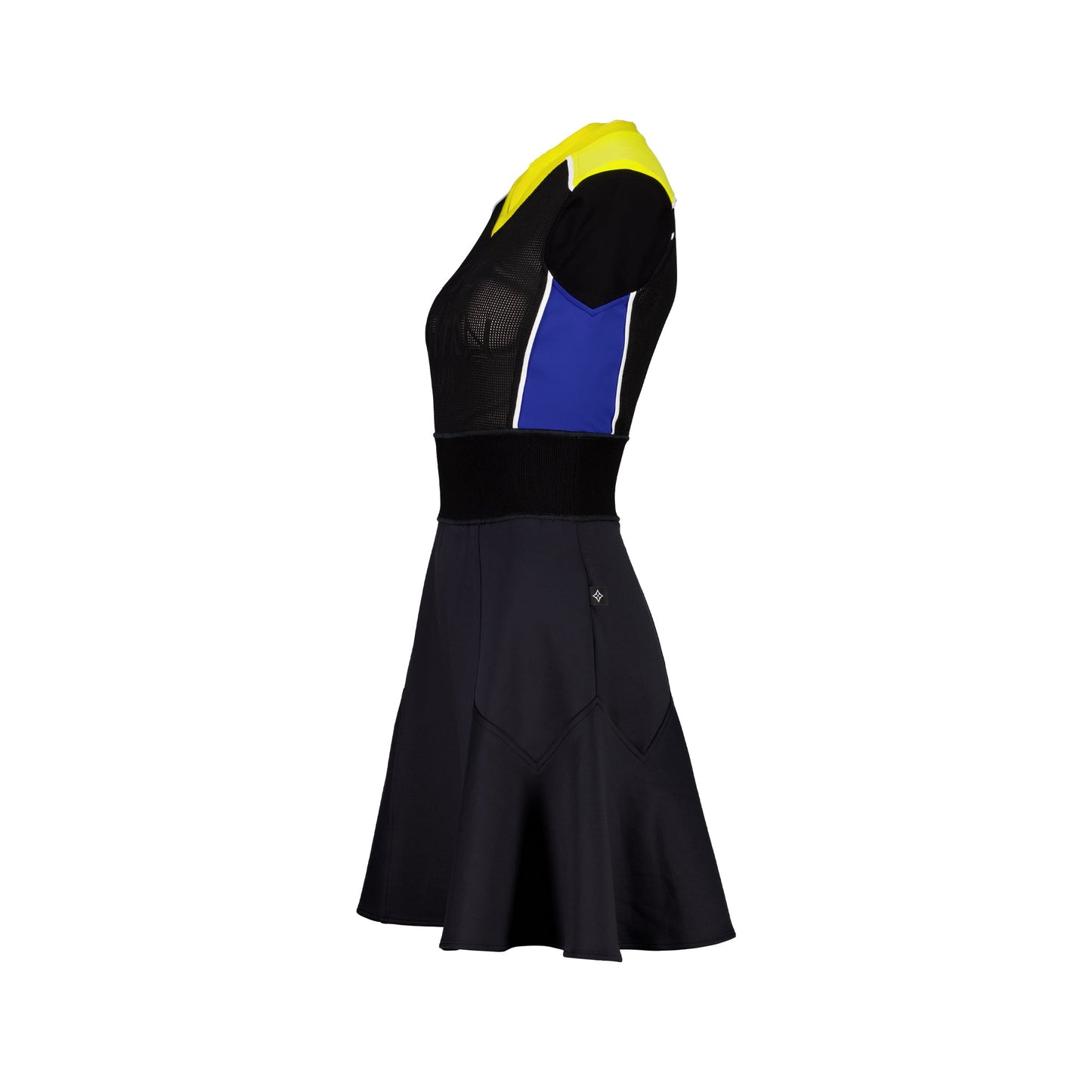 Louis Vuitton Size A-line Sleeveless Dress Black/Yellow/Blue Style Code:1A8LAG