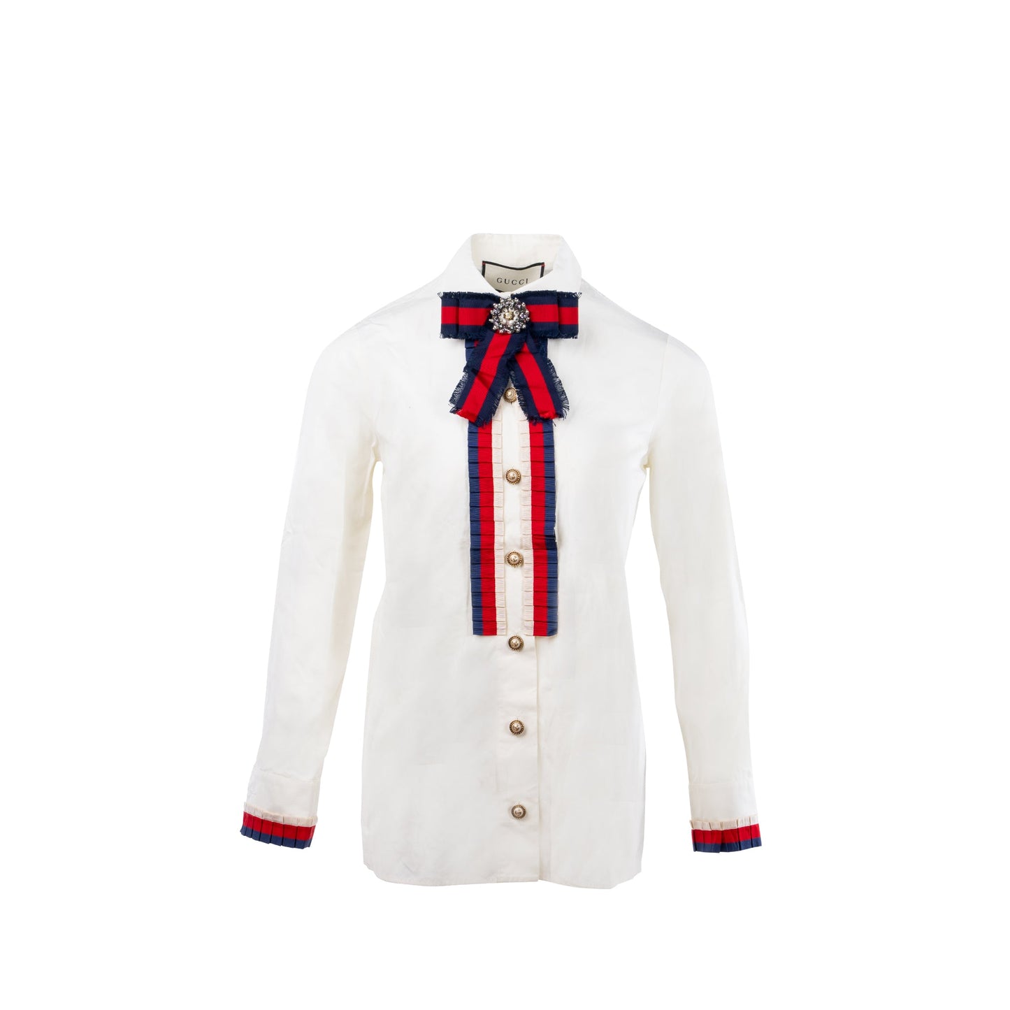 Gucci size 40 cotton poplin shirt / top white/ multicolor