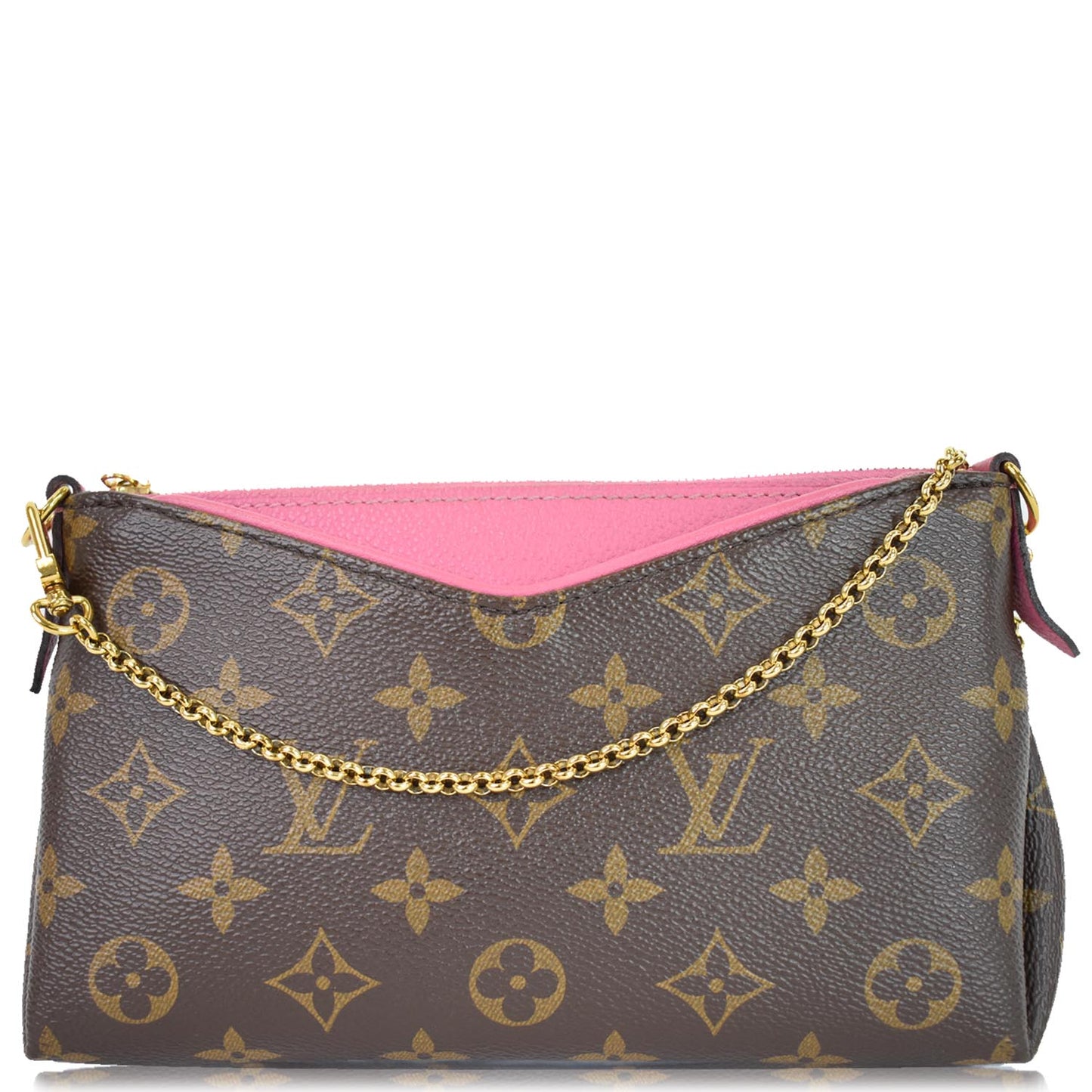 LOUIS VUITTON Pallas Clutch Monogram Canvas Crossbody Bag Brown