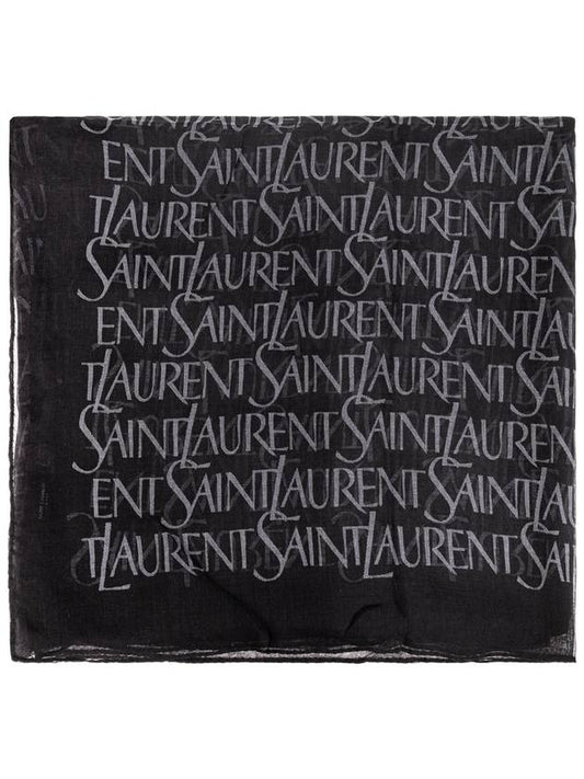 Luxury Saint Laurent Trending 2025 Logo Square Large Scarf Black
