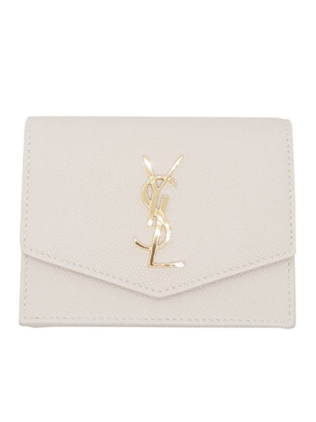 Luxury Saint Laurent Trending 2025 Monogram Uptown Leather Card Wallet Ivory