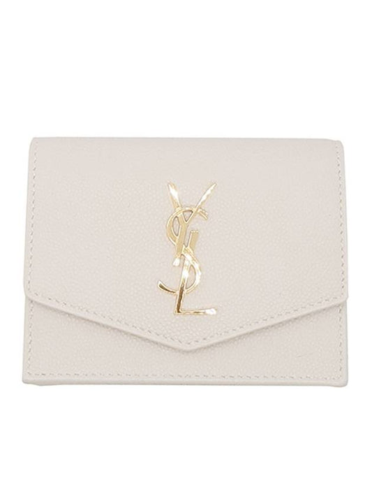 Luxury Saint Laurent Trending 2025 Monogram Uptown Leather Card Wallet Ivory