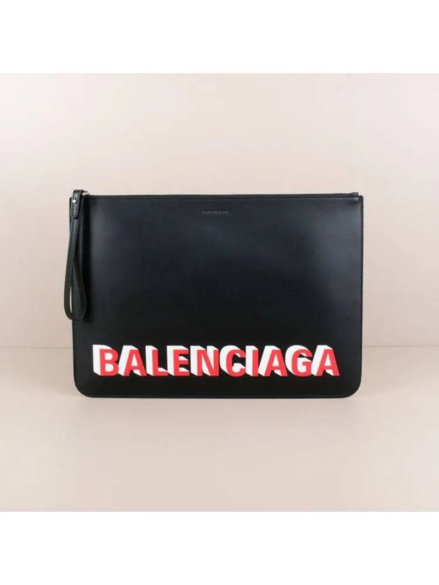 Luxury Balenciaga Trending 2025 Logo Strap Clutch Bag Black