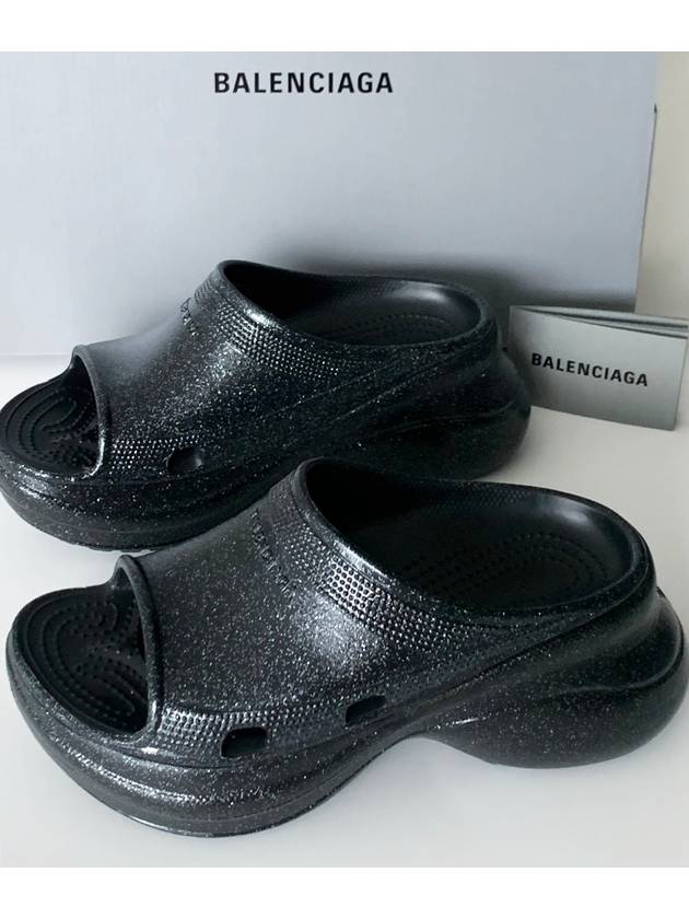 Luxury Balenciaga Trending 2025 Pool Platform Slipper Black
