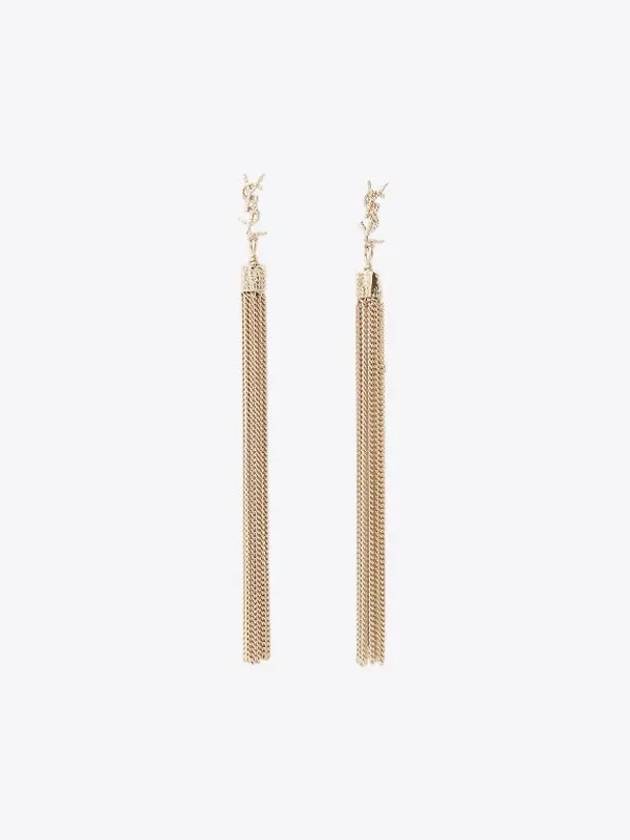 Luxury Saint Laurent Trending 2025 Monogram Chain Tassel Loulou  Earrings Gold