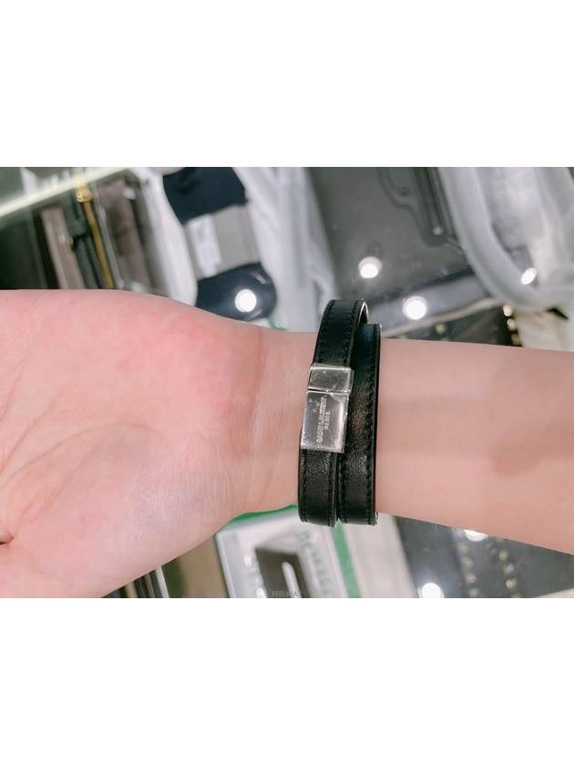 Luxury Saint Laurent Trending 2025 Opyum Silver Double Wrap Bracelet Black