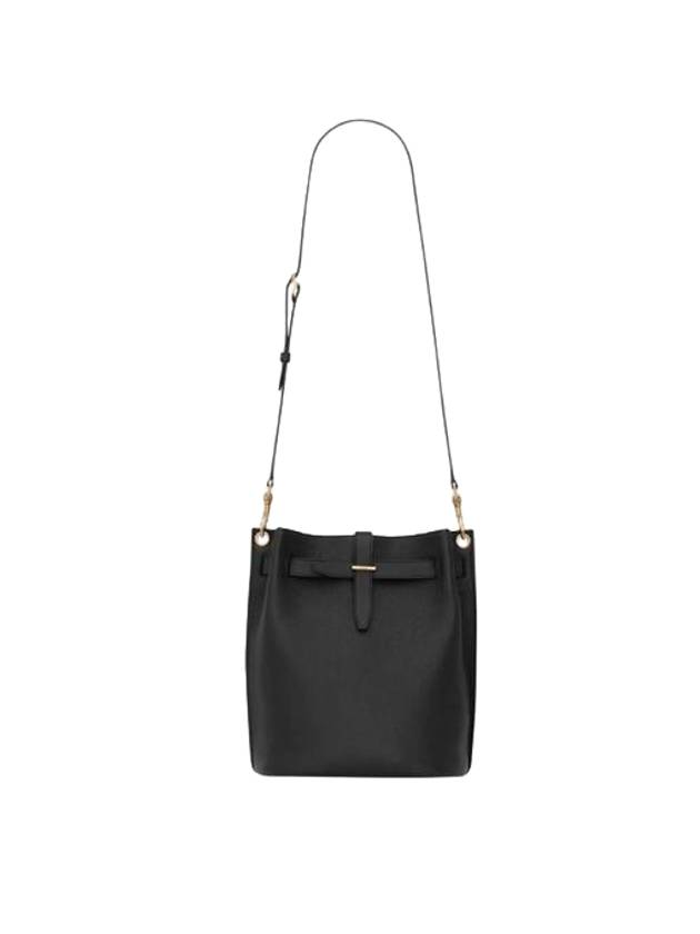 Luxury Saint Laurent Trending 2025 Grained Leather Boucle Bucket Bag Black