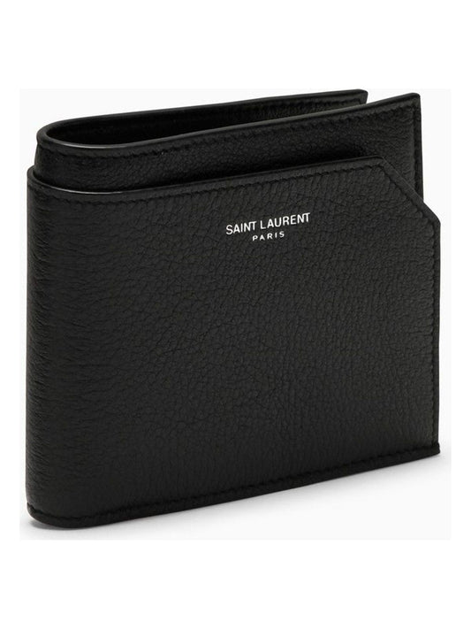 Luxury Saint Laurent Trending 2025 Men's Grained Leather East/west Wallet With Coin Purse in Black | 783745AADA3