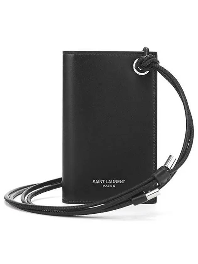 Luxury Saint Laurent Trending 2025 Men's Logo Strap Card Wallet Black