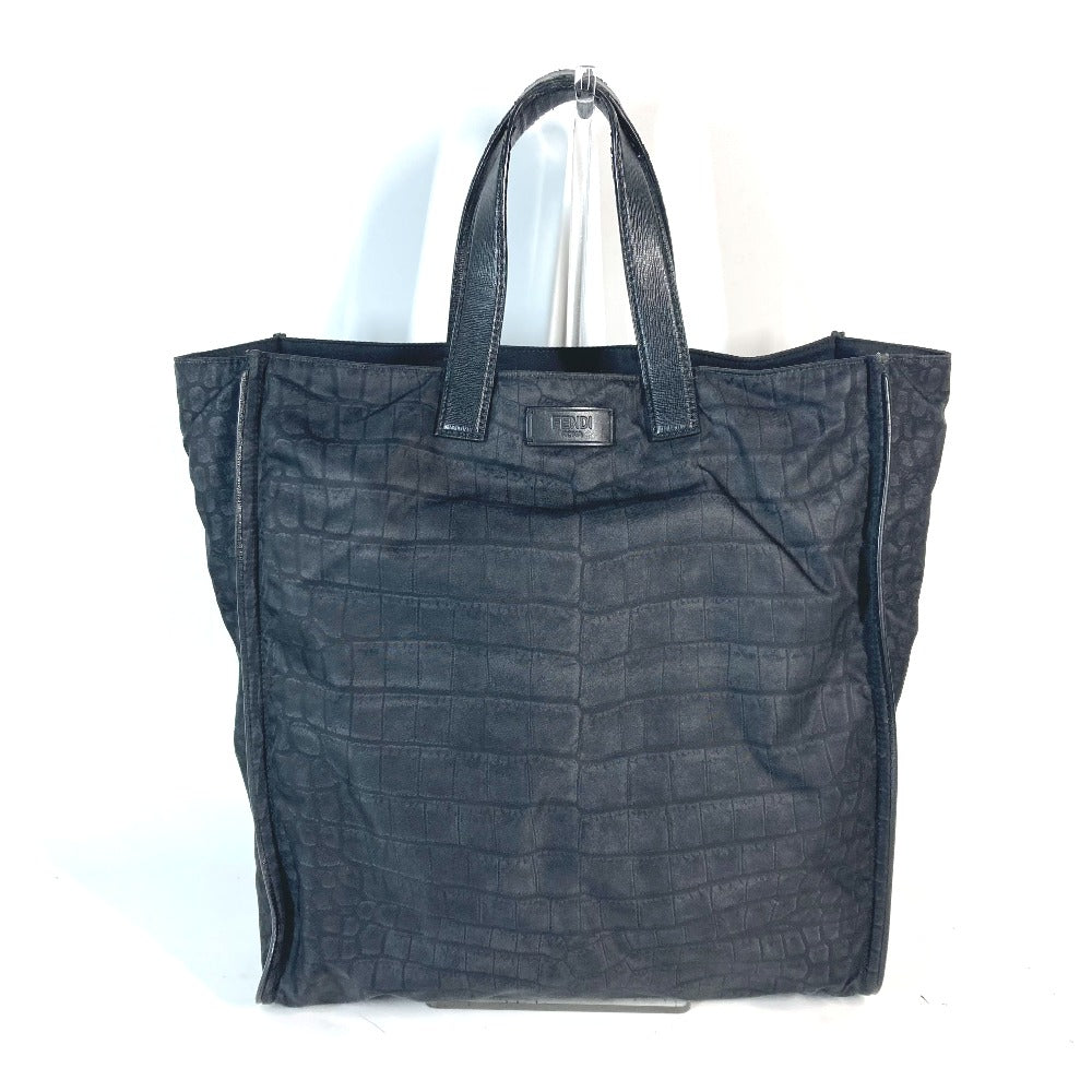 FENDI Tote Bag 7VA367 Nylon / leather black logo mens