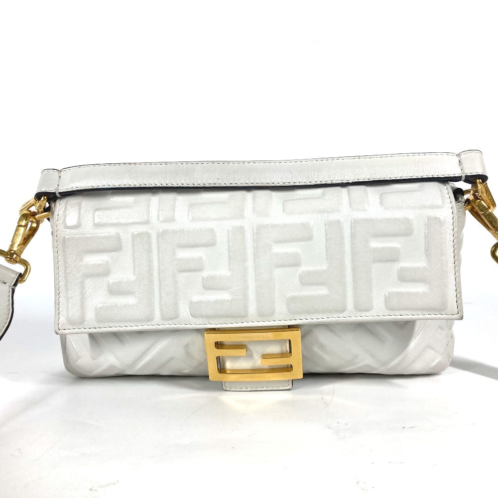 FENDI Shoulder Bag 8BR600 leather white Zucca Mamma Bucket Women