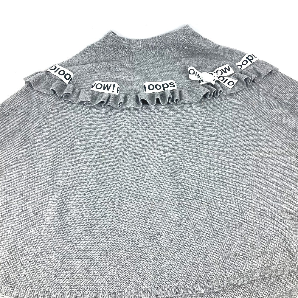 FENDI poncho Wool, Rayon gray logo ribbon frill Women ââ