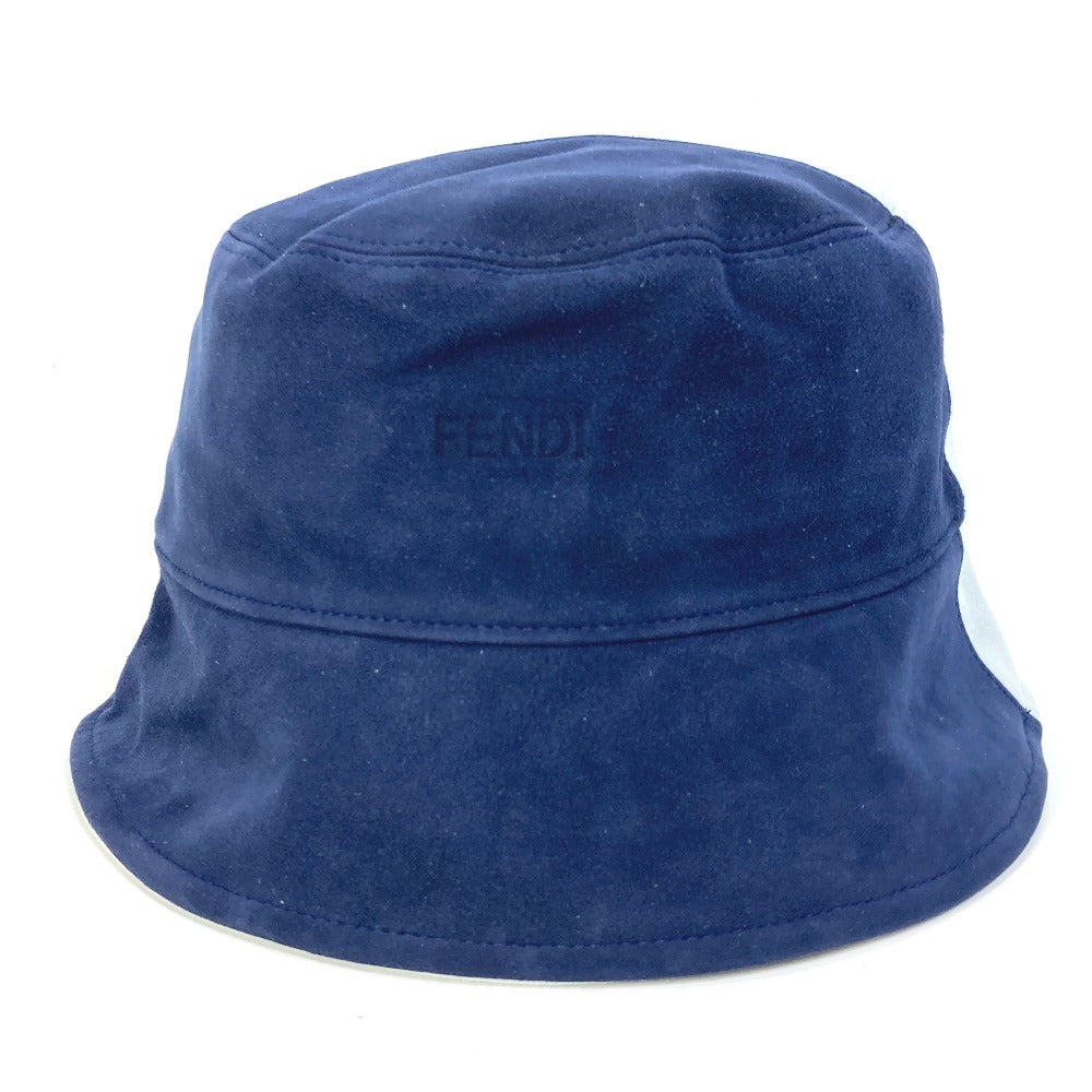 FENDI hat FXQ801 Goatskin blue logo bicolor mens 60