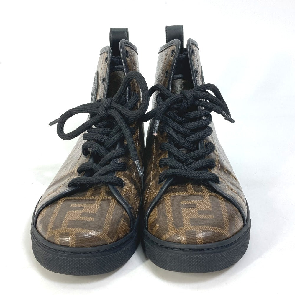FENDI sneakers 8E6594 Canvas, Coated canvas Brown Zucca high cut logo Women 36