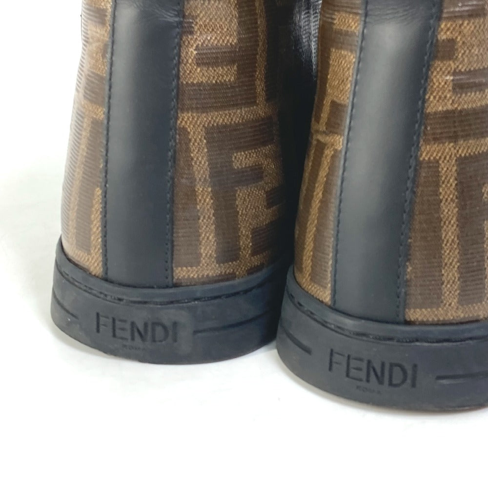 FENDI sneakers 8E6594 Canvas, Coated canvas Brown Zucca high cut logo Women 36