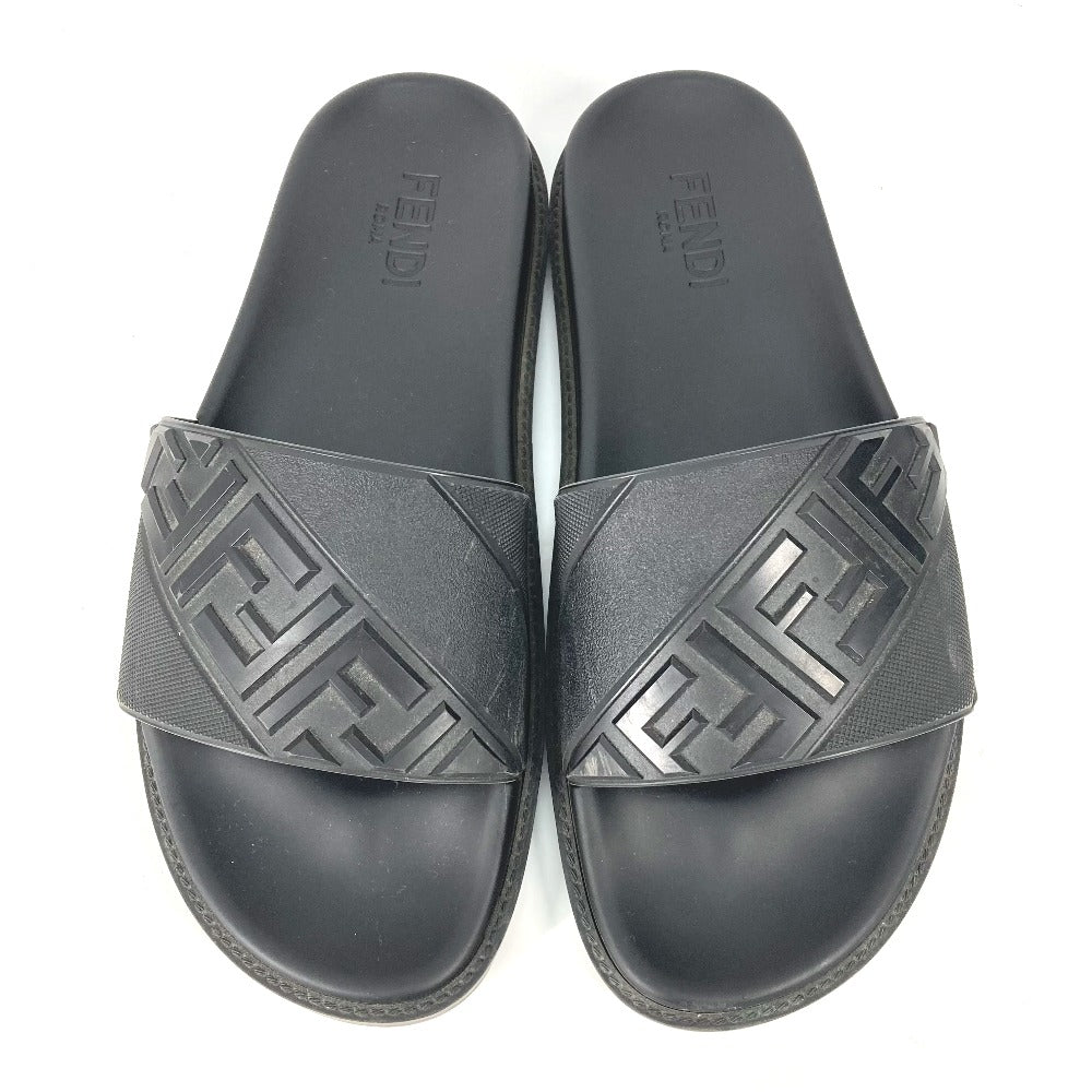 FENDI Sandals 7X1377 rubber black pool sandals shower sandals logo mens 9