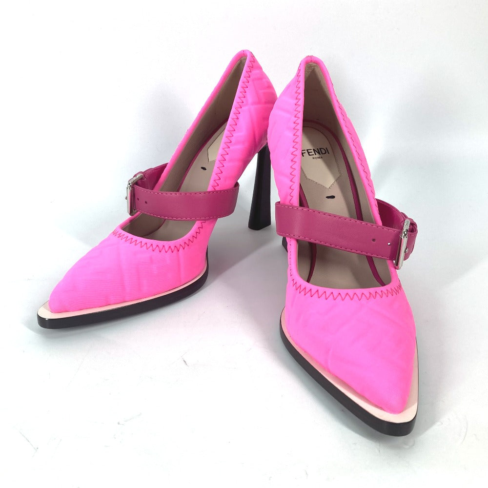 FENDI pumps canvas pink FF Belted Design Women 35