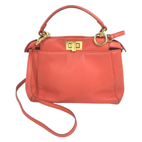 FENDI Handbag 8BN244 leather Salmon pink type Shoulder Crossbody Mini Pea Kaboo Women
