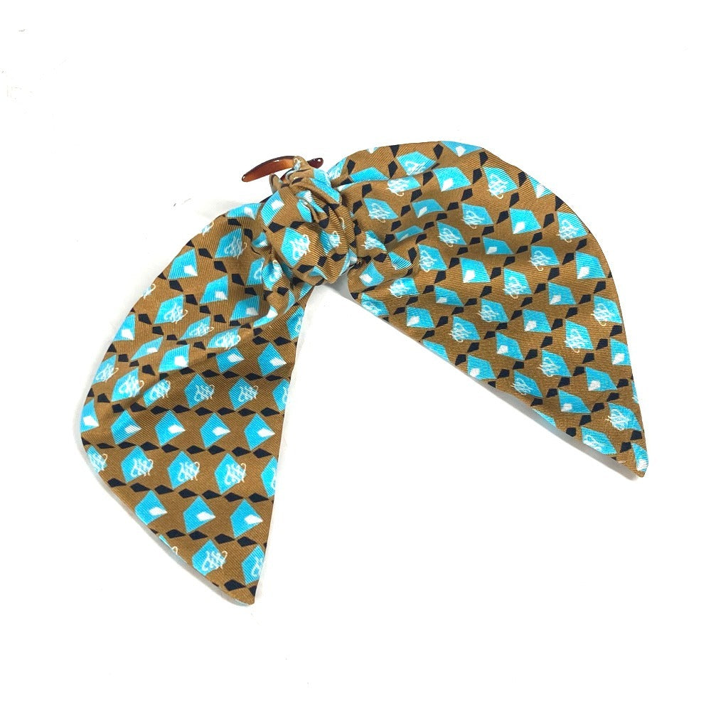 FENDI Valletta silk Brown logo hair clip