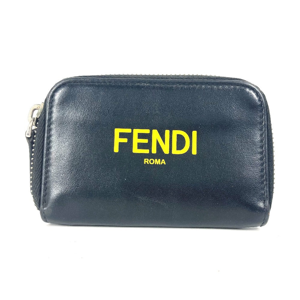FENDI Coin case 7M0257 leather black logo Zip Around mens