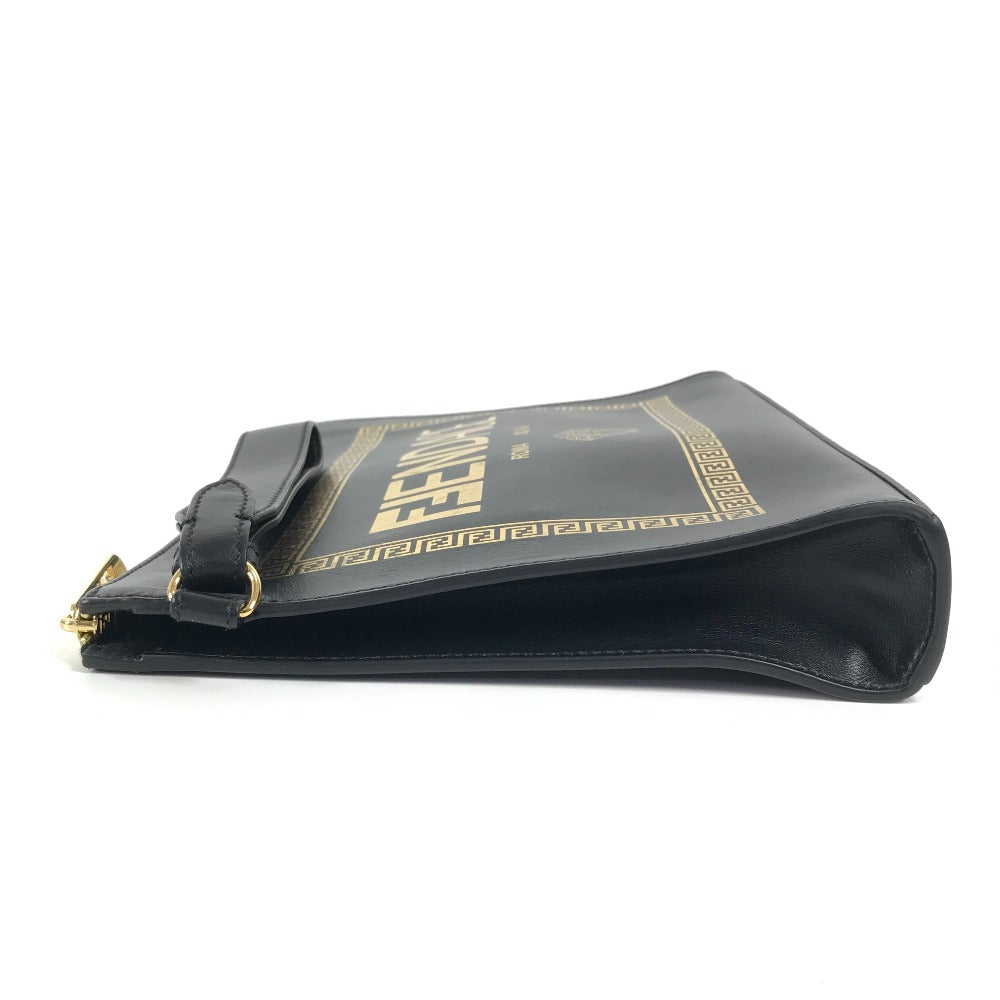 FENDI Clutch bag leather black Versace VERSACE collaboration FENDACE logo FENDACE Women(Unisex)