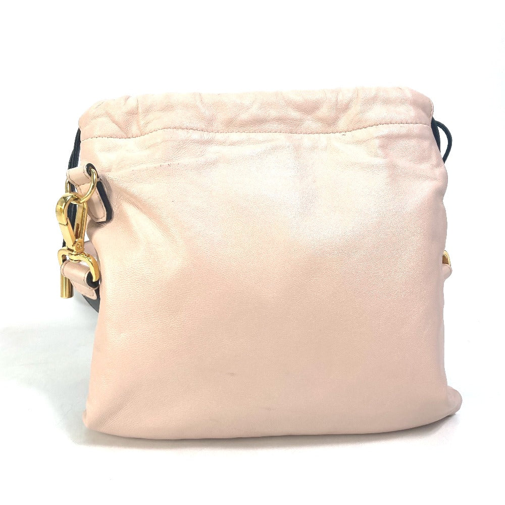 FENDI Shoulder Bag 8BT337 leather pink Drawstring Pochette Pouch Crossbody pack slim clutch small Women