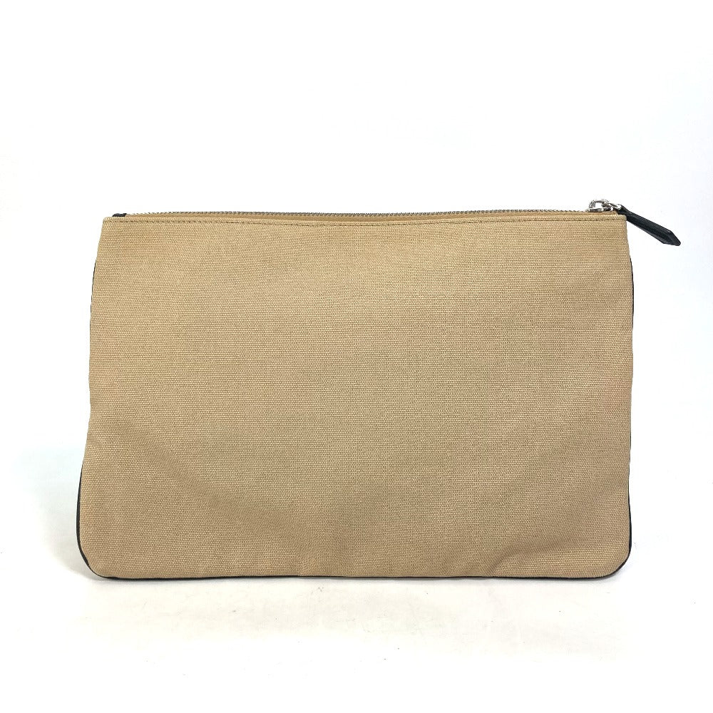 FENDI Clutch bag canvas beige Pouch logo