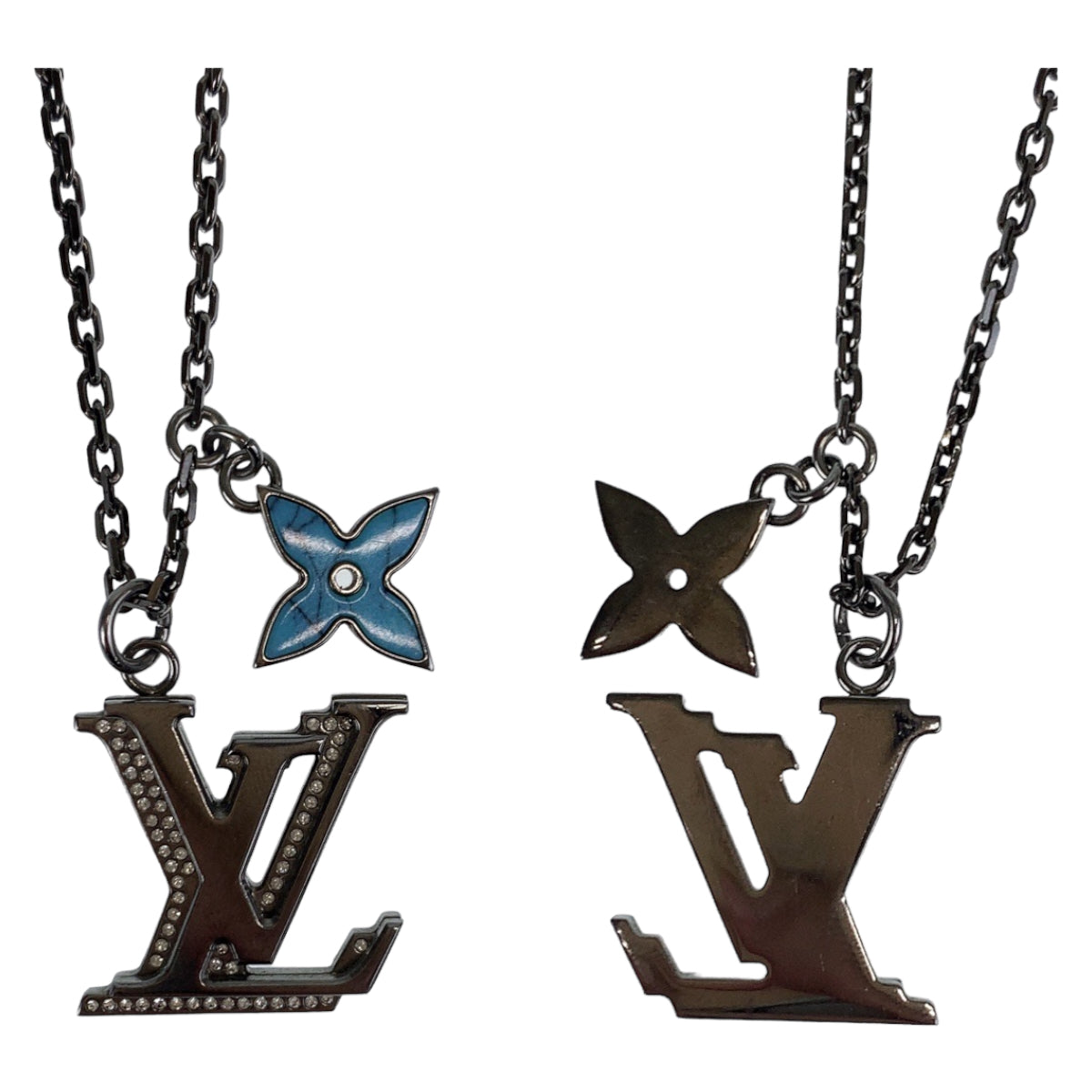 LOUIS VUITTON Necklace M80208 metal Turquoise Blue SilverMetal LV initials