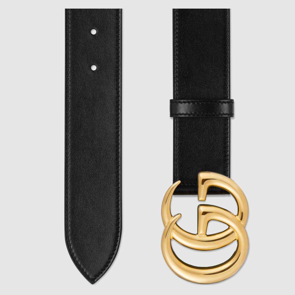 Gucci GG Marmont leather belt with shiny buckle