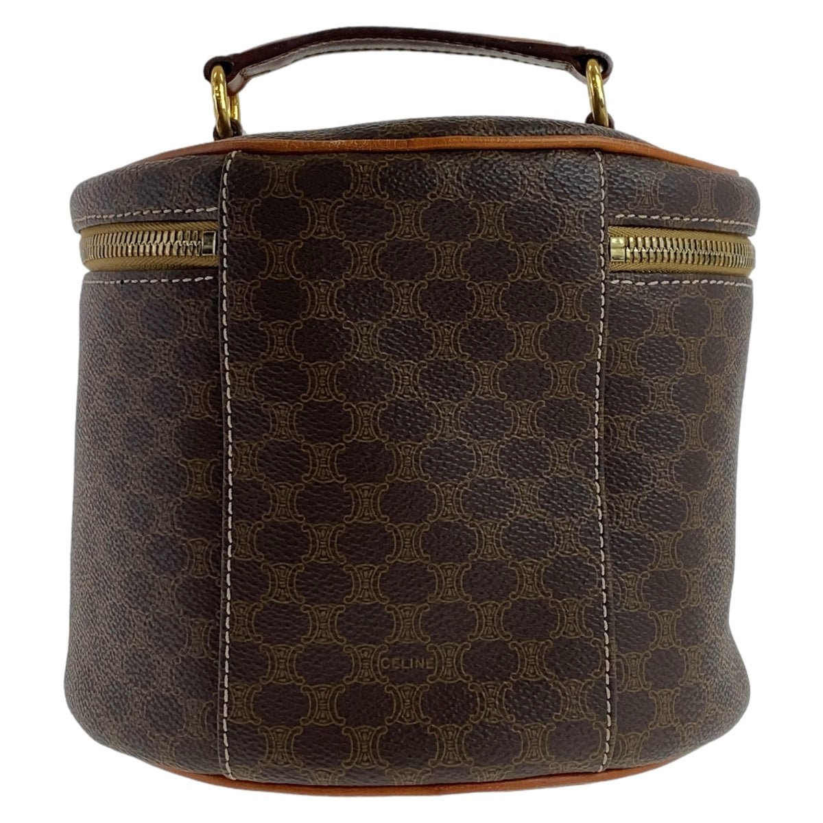 CELINE Handbag PVC, Leather Brown Gold Metal Handbag vanity bag Macadam Women
