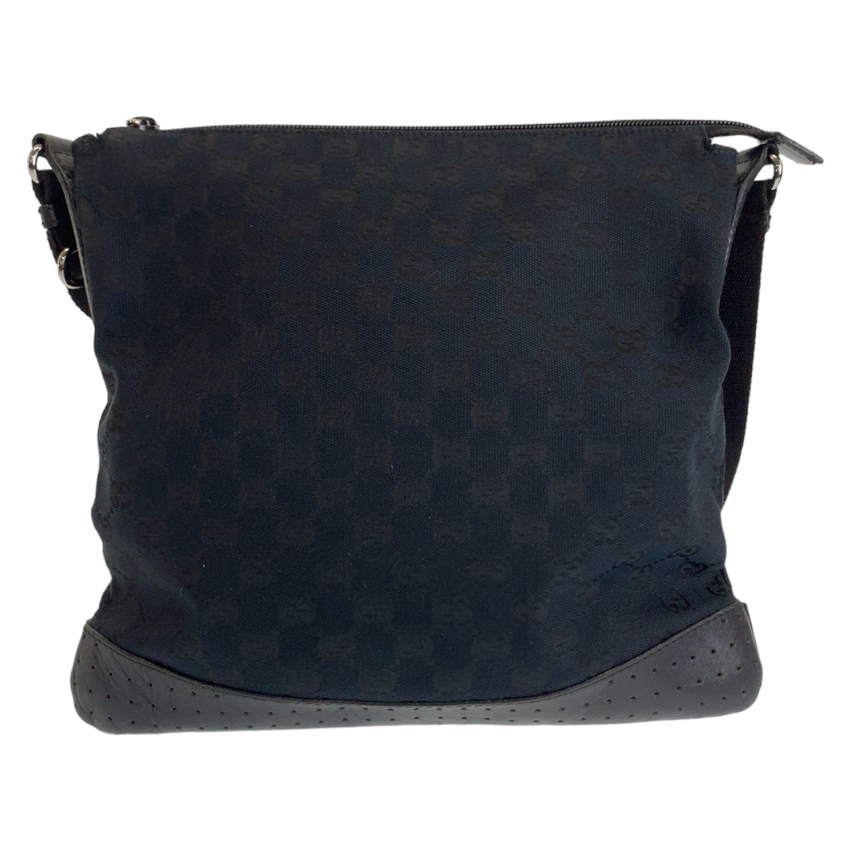 GUCCI Shoulder Bag 145857 GG canvas Black SilverMetal