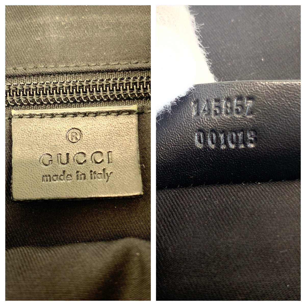 GUCCI Shoulder Bag 145857 GG canvas Black SilverMetal