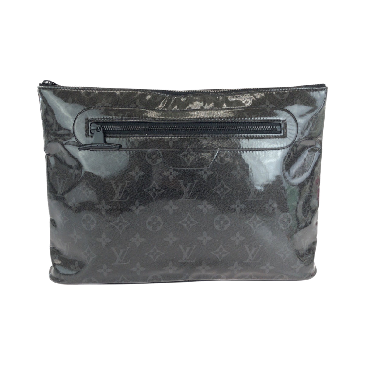 LOUIS VUITTON Clutch bag M63373 Patent leather Black SilverMetal Clutch bag business bag Monogram Eclipse pochette cosmos mens