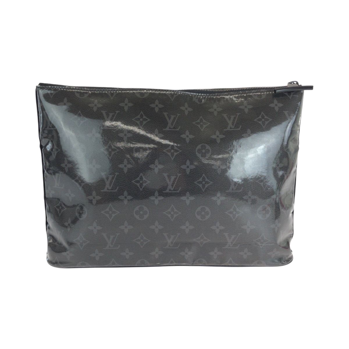 LOUIS VUITTON Clutch bag M63373 Patent leather Black SilverMetal Clutch bag business bag Monogram Eclipse pochette cosmos mens