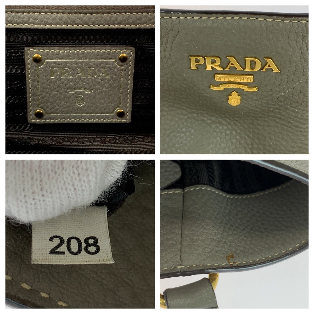 PRADA Tote Bag BR4970 leather Greige Gold Metal Tote Bag Shoulder Bag Vitterodino Marmo Women