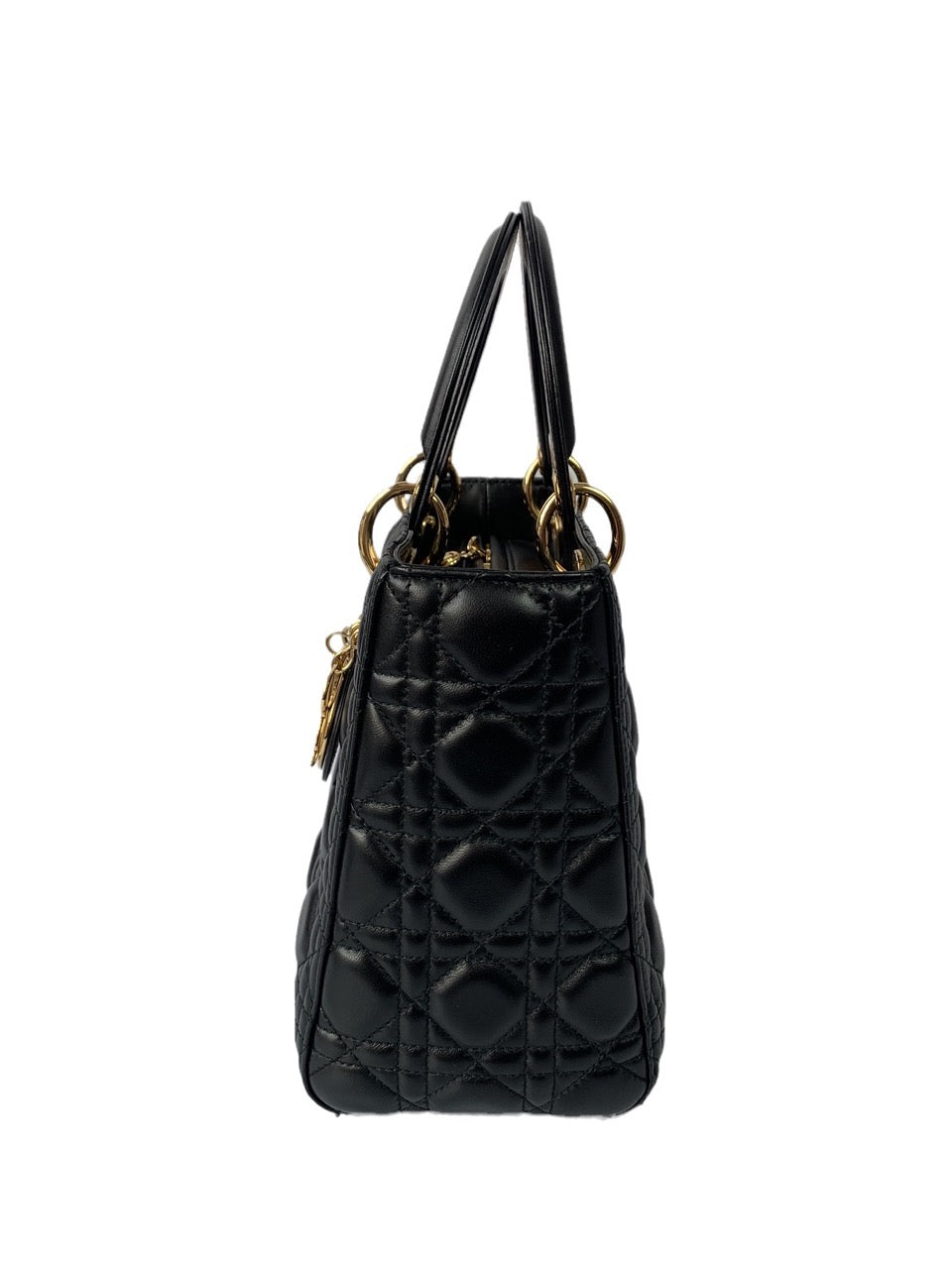 Lady Dior Medium Black Cannage Lambskin Leather Gold Hardware