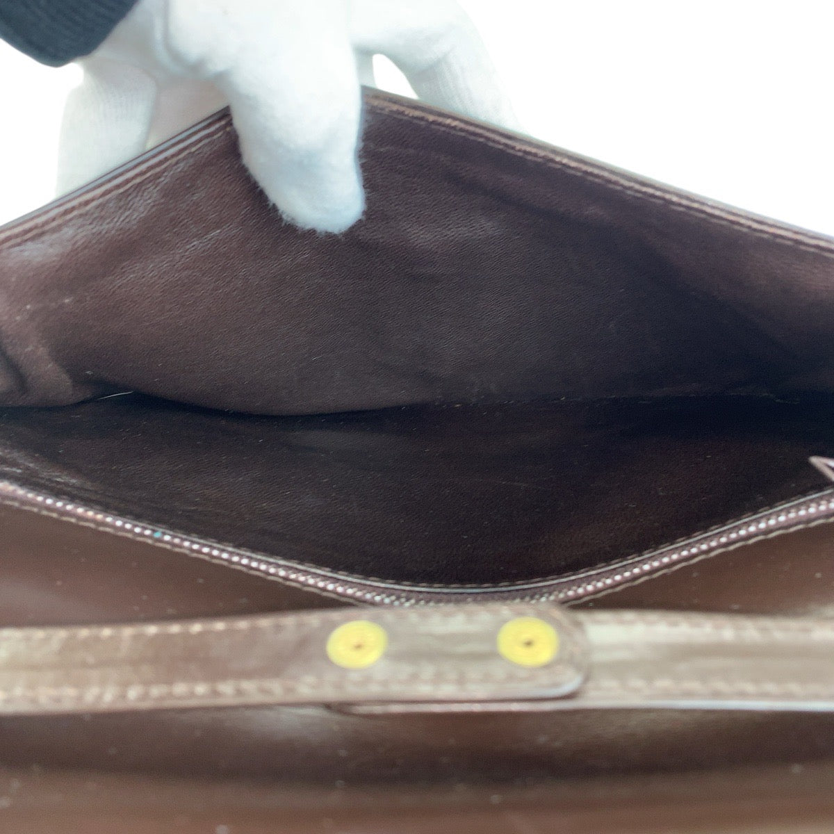 GUCCI Shoulder Bag leather Brown Gold Metal