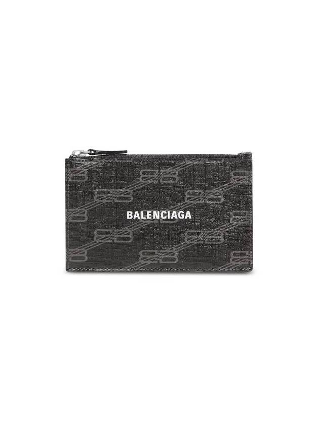 Luxury Balenciaga Trending 2025 BB Monogram Coated Canvas Coin Card Wallet Black