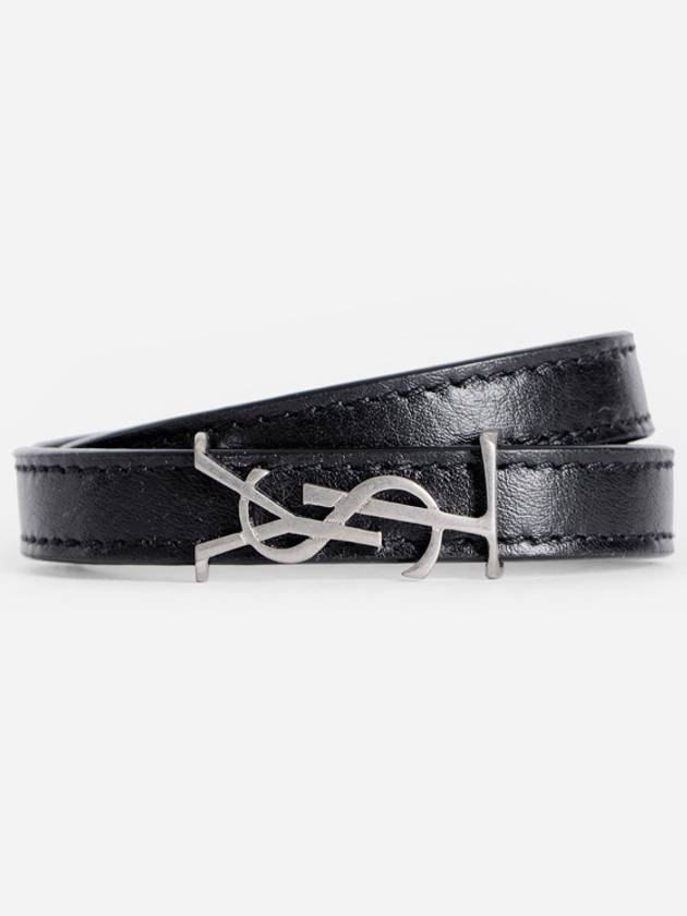 Luxury Saint Laurent Trending 2025 Opyum Silver Double Wrap Bracelet Black