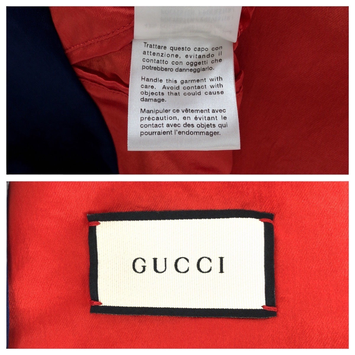 GUCCI Stajan 575315 ZABZR Acetate , Rayon , Polyester Navy White Red SilverMetal Stadium jumper GG mens 44