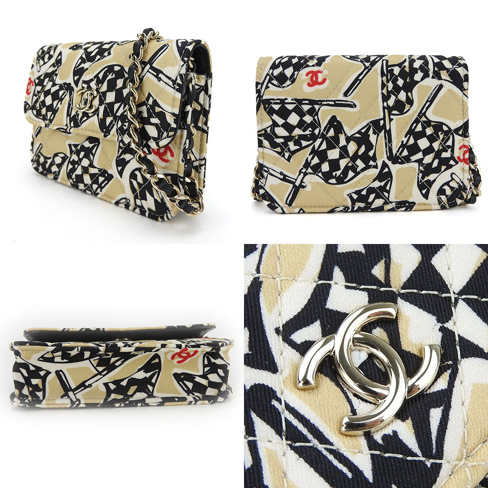 CHANEL Shoulder Bag canvas beige Mini-minimatrasse