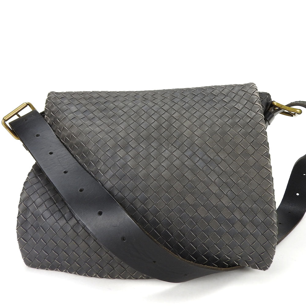 BOTTEGAVENETA Shoulder Bag 161314 leather gray INTRECCIATO unisex(Unisex)