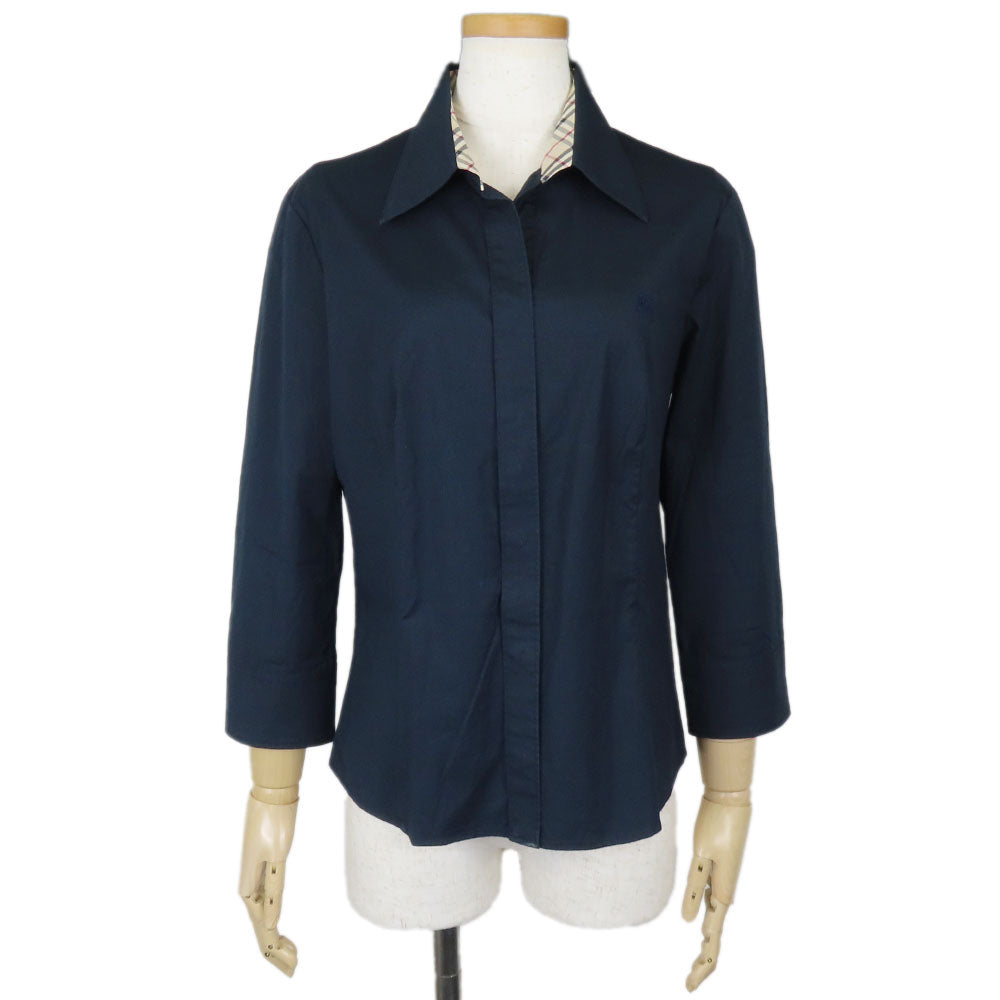 BURBERRY LONDON Long sleeve shirt Cotton, Polyurethane Navy Women 40