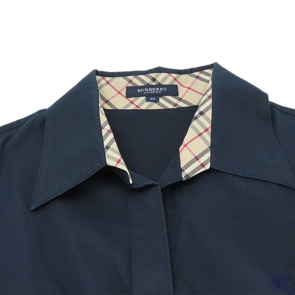 BURBERRY LONDON Long sleeve shirt Cotton, Polyurethane Navy Women 40